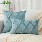 Decoruhome Spring Throw Pillow Covers 24X24 Inch Set Of 2, Soft Plush Faux Fur Wool Aqua Couch Pillow Covers, Decorative Pillow Cases For Bed Sofa Living Room Home Decor
