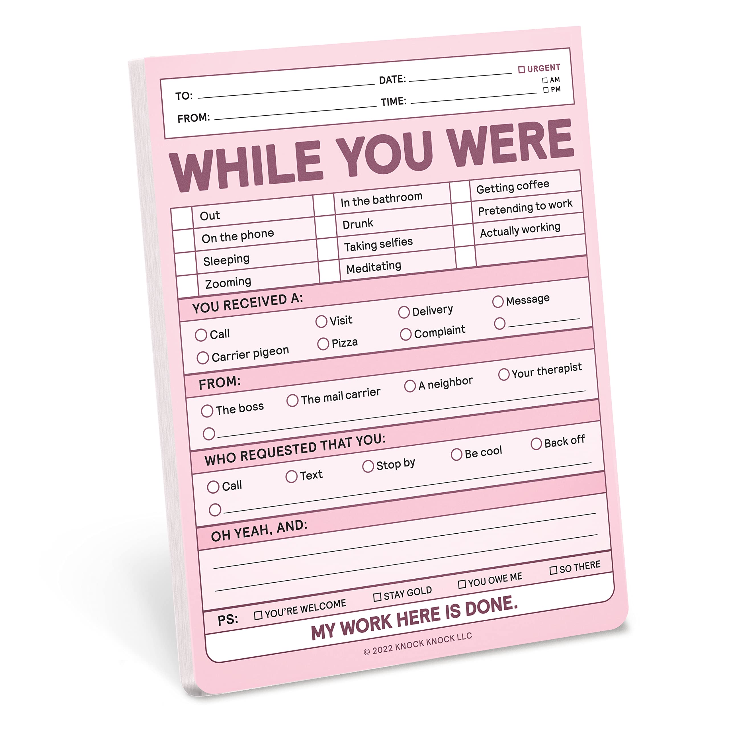 Knock Knock 1-Count While You Were Memo Pads, Funny Office Notepads Nifty Notes, 4 X 5.25-Inches Each (Pastel)