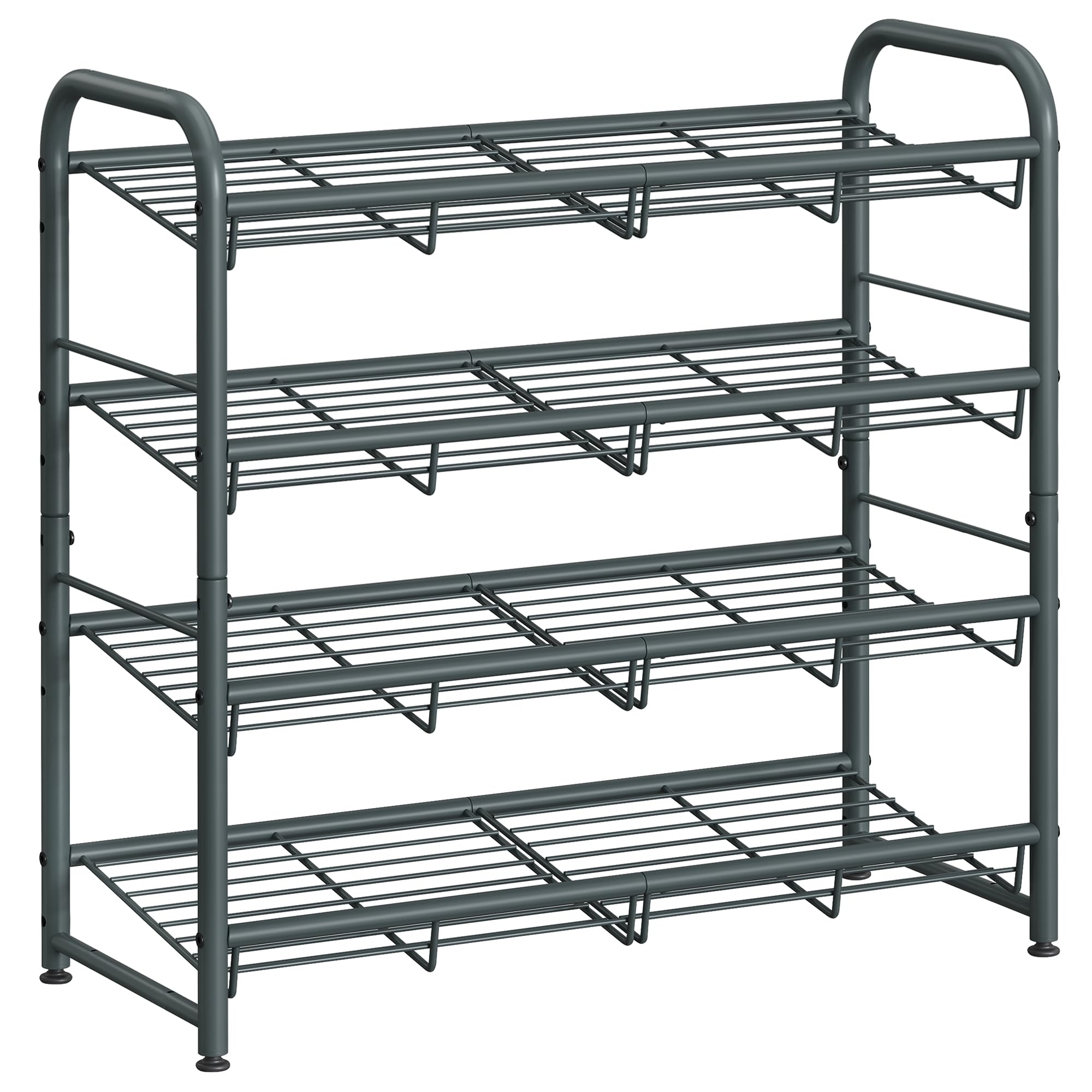 Songmics Shoe Rack, 4 Tier Shoe Organizer For Closet, Holds Up To 16 Pairs Of Shoes, Shoe Rack For Front Door Entrance, Metal Shoe Shelf With Adjustable Tilt Angle, For Entryway, Garage, Grey