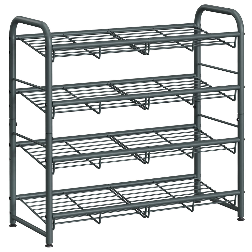 Songmics Shoe Rack, 4 Tier Shoe Organizer For Closet, Holds Up To 16 Pairs Of Shoes, Shoe Rack For Front Door Entrance, Metal Shoe Shelf With Adjustable Tilt Angle, For Entryway, Garage, Grey