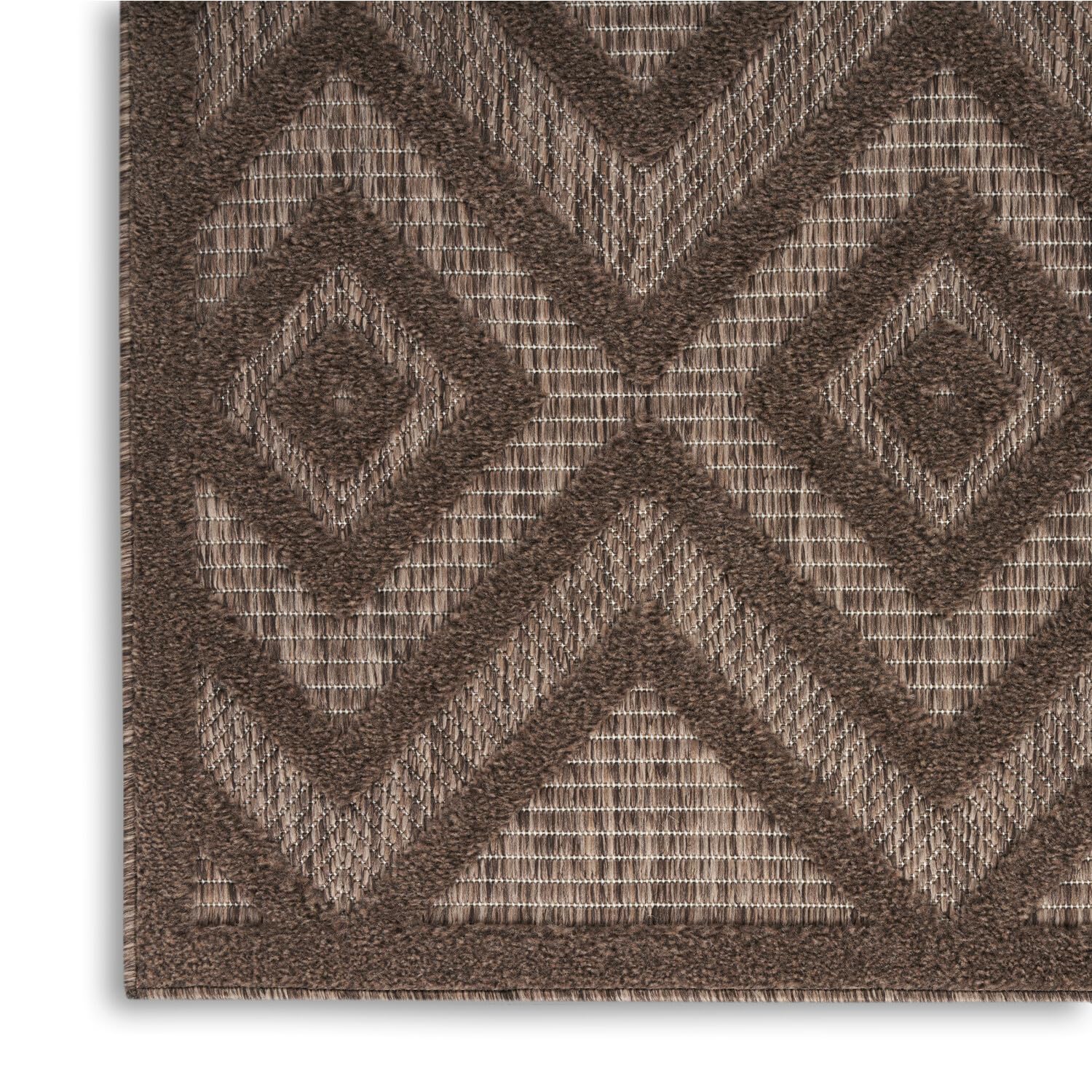 Nourison Versatile Modern Indoor/Outdoor Brown 9' X 12' Area Rug, Easy Cleaning, Non Shedding, Bed Room, Living Room, Dining Room, Backyard, Deck, Patio (9X12)