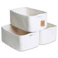 NaturalCozy 13.5   x8.5   x5.5    Storage Baskets for Shelves 3 Pack | Cotton Rope Woven Small Baskets for Organizing | Small St