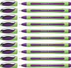 Schneider Xpress Premium Fineliner, 0.8 Mm Porous Point, Light Green Barrel, Violet Ink, Box Of 10 (190008),Purple