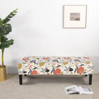Searchi Stretch Dining Bench Cover, Washable Durable Bench Covers Slipcover, Rectangle Bench Seat Covers For Dining Room Living Room Kitchen(Orange Flower)