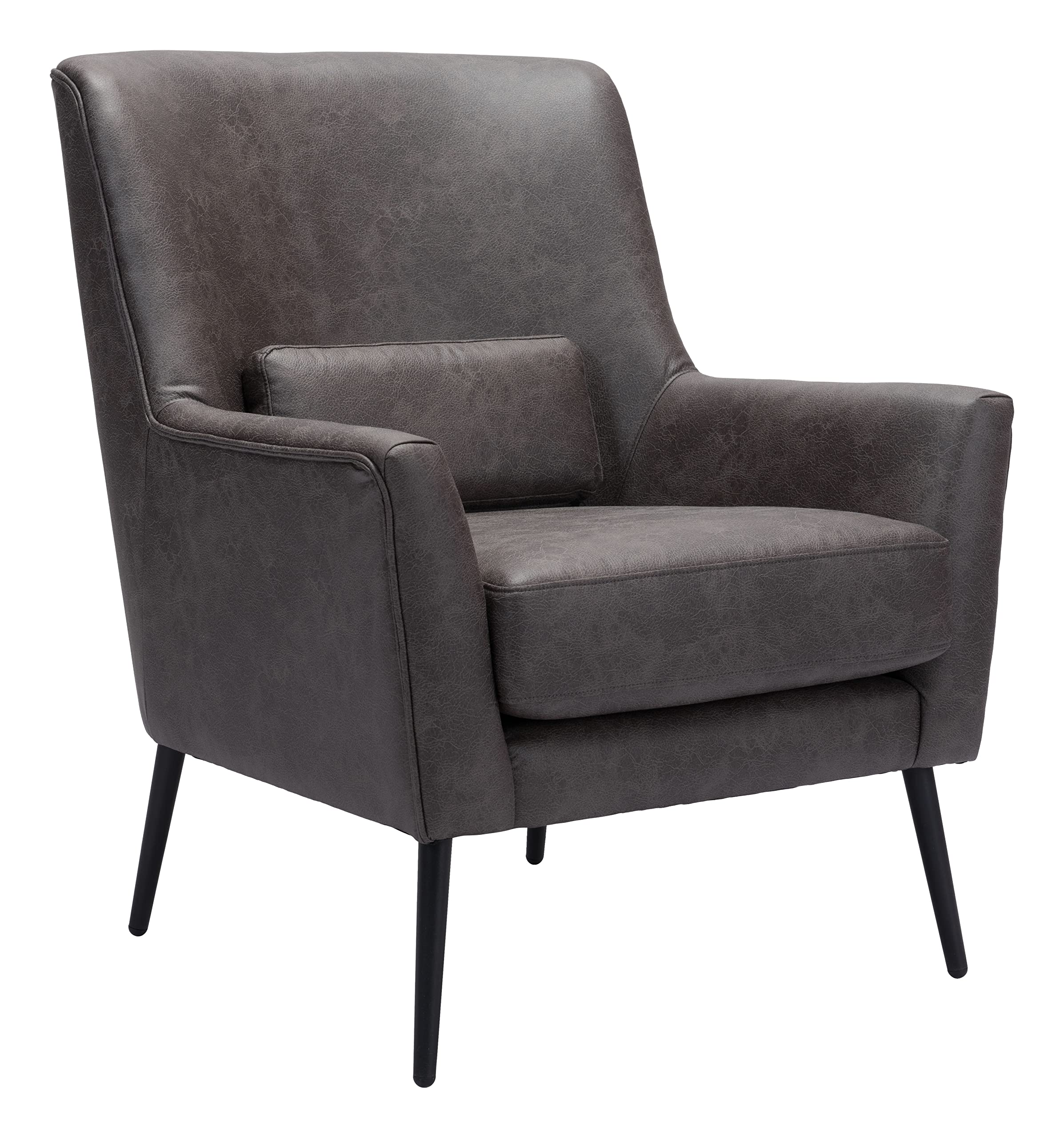Zuo Ontario Accent Chair Vintage Black, Black Accent Chair, Modern Style, Faux Leather, Plush and Durable Faux Leather Fabric, P