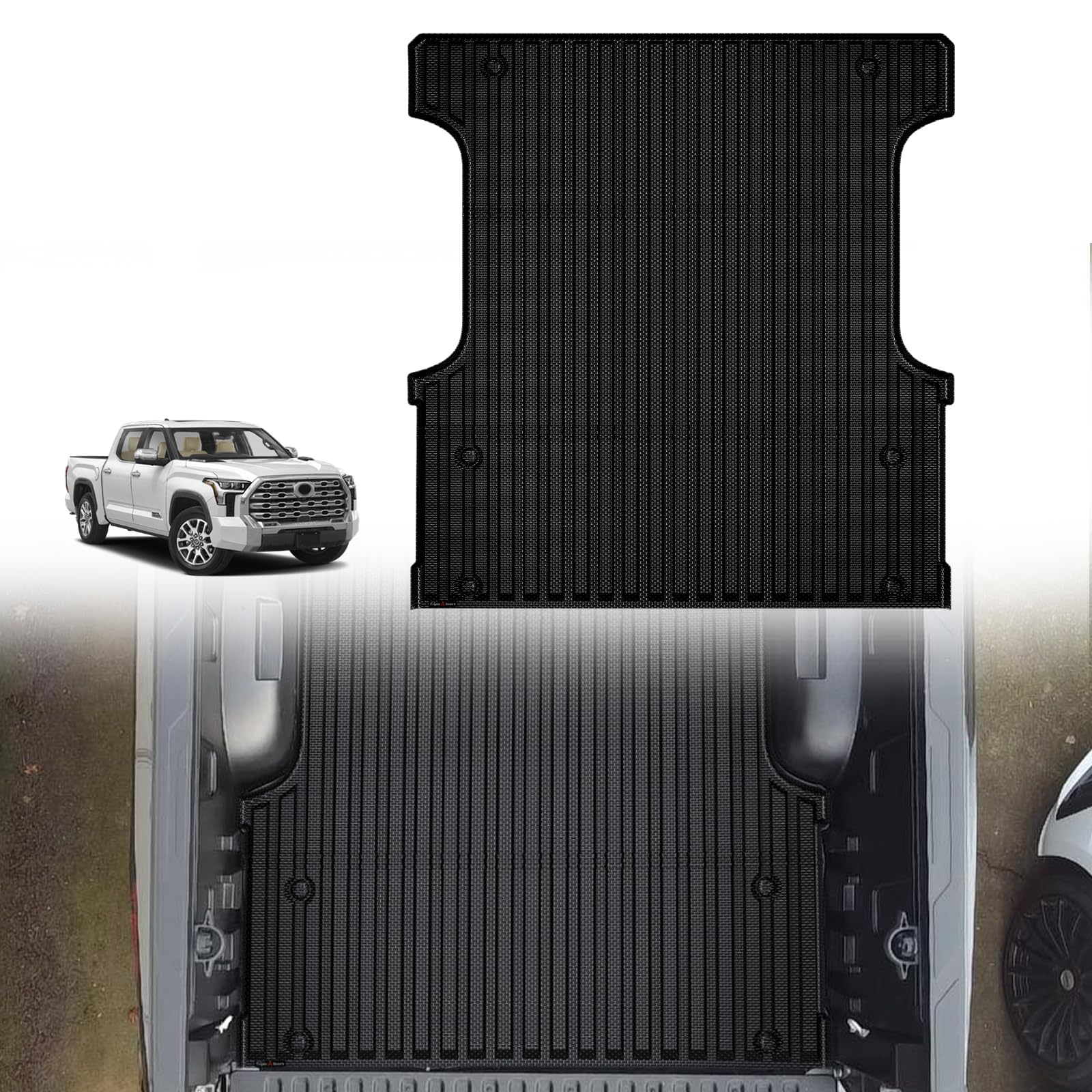 Triplealiners Truck Bed Mat Compatible With 2022 2023 2024 2025 Toyota Tundra Accessories Crewmax 5.5Ft Vehicle Perfectly Flush