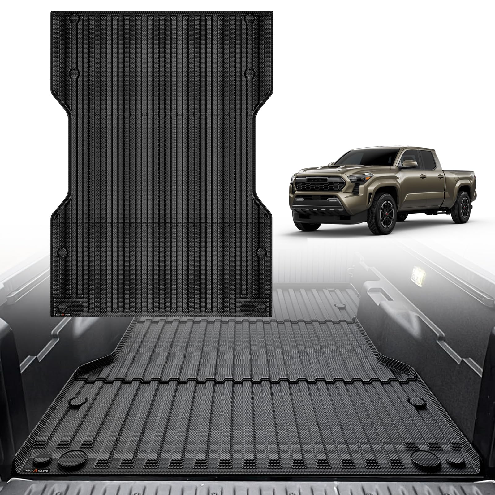 Triplealiners Truck Bed Mat Compatible With 2024 2025 Toyota Tacoma Accessories 6Ft Vehicle Perfectly Flush All Weather Protecti