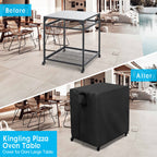 Kingling Outdoor Pizza Oven Table Cover For Ooni Large Table, Waterproof Outdoor Grill Prep Table Cover Pizza Oven Stand Cover - 32''L X 32''W X 35''H