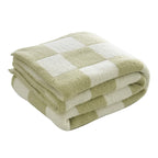 Ultra Soft Cozy Checkered Knitted Baby Blanket Fluffy Microfiber Checkerboard Bed Blanket Lightweight Both Sides Blanket For Cou