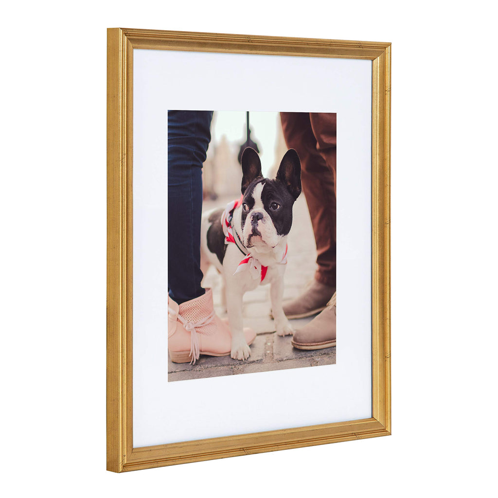 Kate And Laurel Adlynn Wall Picture Frame Set, 11'' X 14'' Matted To 8'' X 10'', Gold, Set Of 4