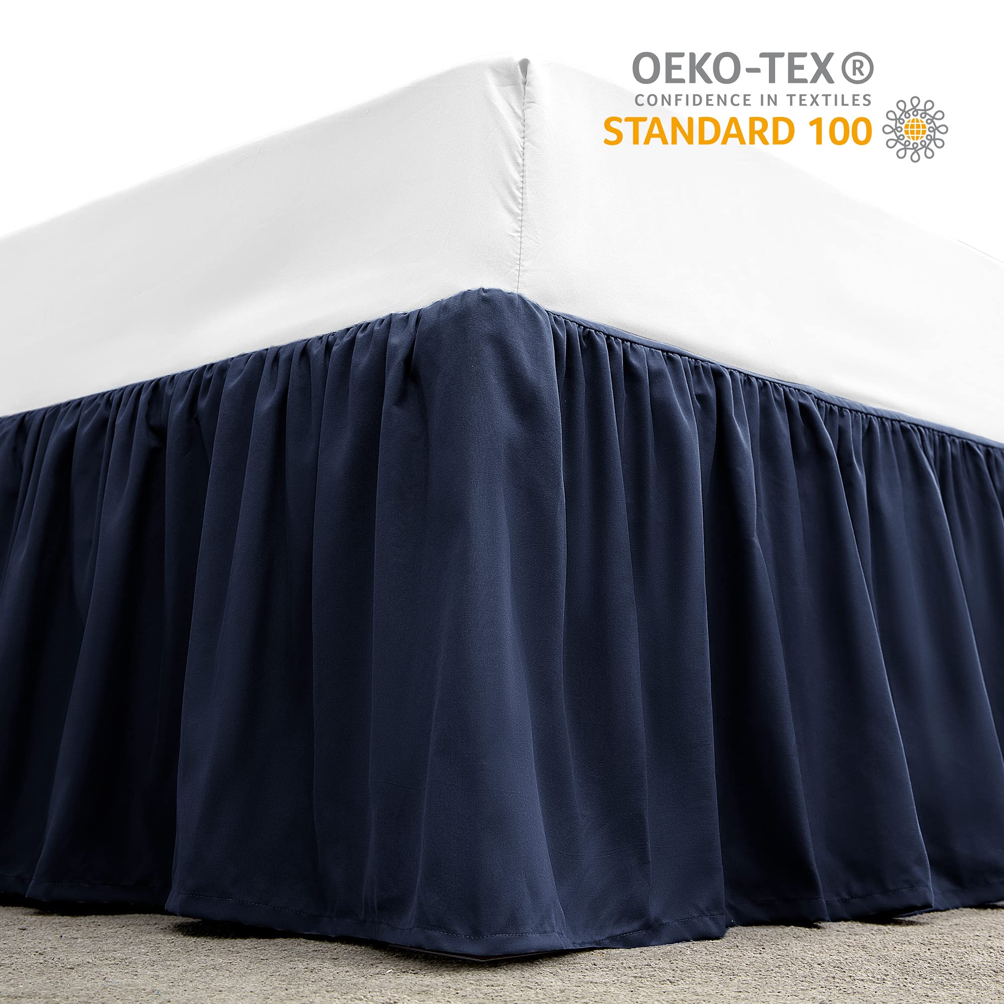 Sleep Zone Ruffled Bed Skirts Full Size, Anti-Static Bedskirt Dust Ruffles With 15 Inches Tailored Drop, Easy Fit, Fade Resistan