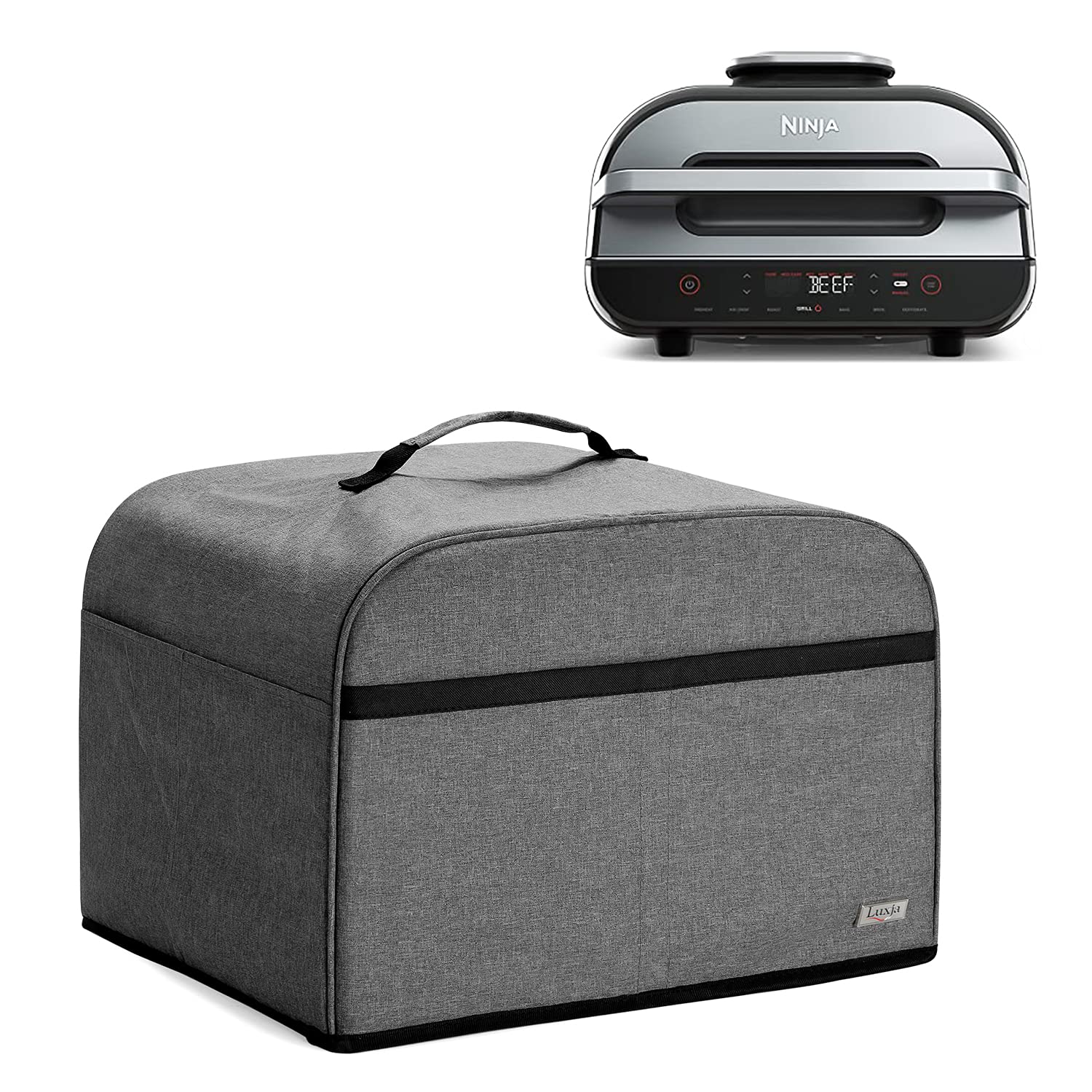 Luxja Dust Cover For Ninja Foodi Smart Xl Grill (Fg551), Cover With Accessories Storage Pockets, Gray