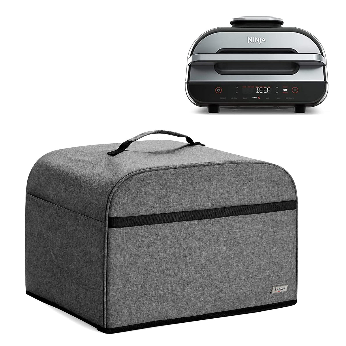 Luxja Dust Cover For Ninja Foodi Smart Xl Grill (Fg551), Cover With Accessories Storage Pockets, Gray