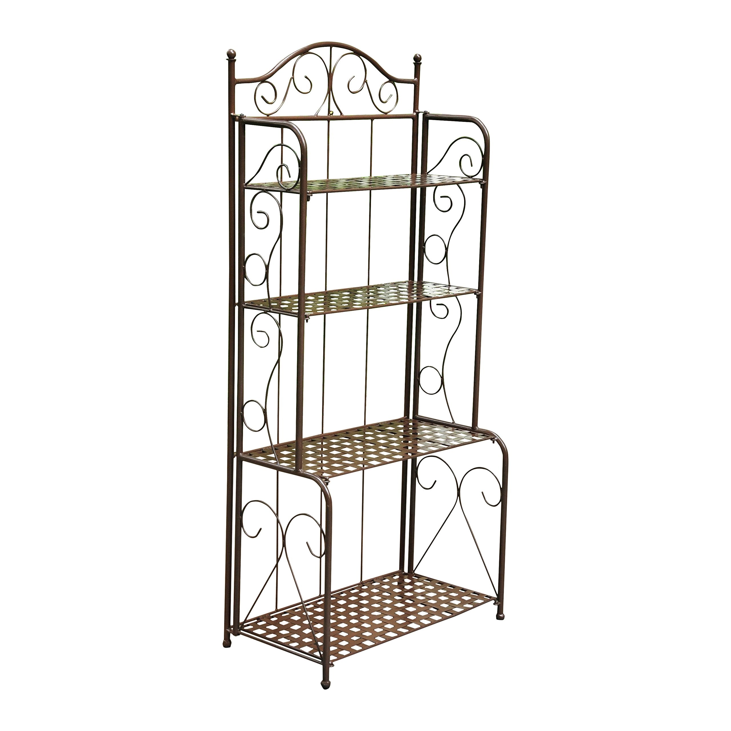 Baker Racks Outside International Caravan 4-Tier Iron Indoor/Outdoor Bakers Rack (Bronze ...