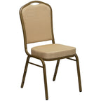 Flash Furniture 01Agh20124E Crown Back Stacking Banquet Chair, Beige Fabric, 2.5 Seat, Gold Frame