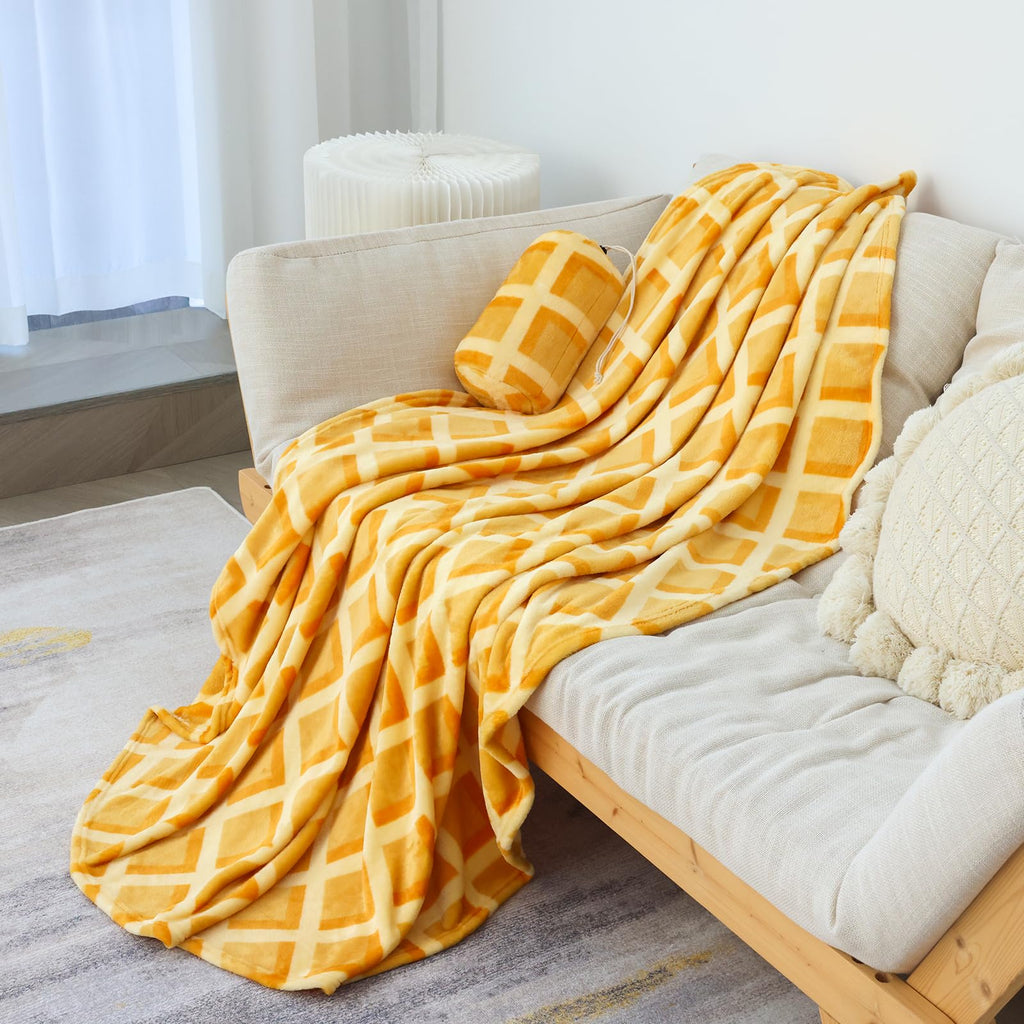 Bnuitland 90 Inches Waffle Funny Blanket,300 Gsm Double Sided Giant Funny Realistic Food Blanket With Waffle Pouch, Novelty Funn
