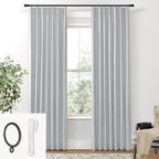 Shineland Light Grey Linen Blackout Curtains For Bedroom Living Room,Gray Pinch Pleated Curtain Drapes 84 Inches Long