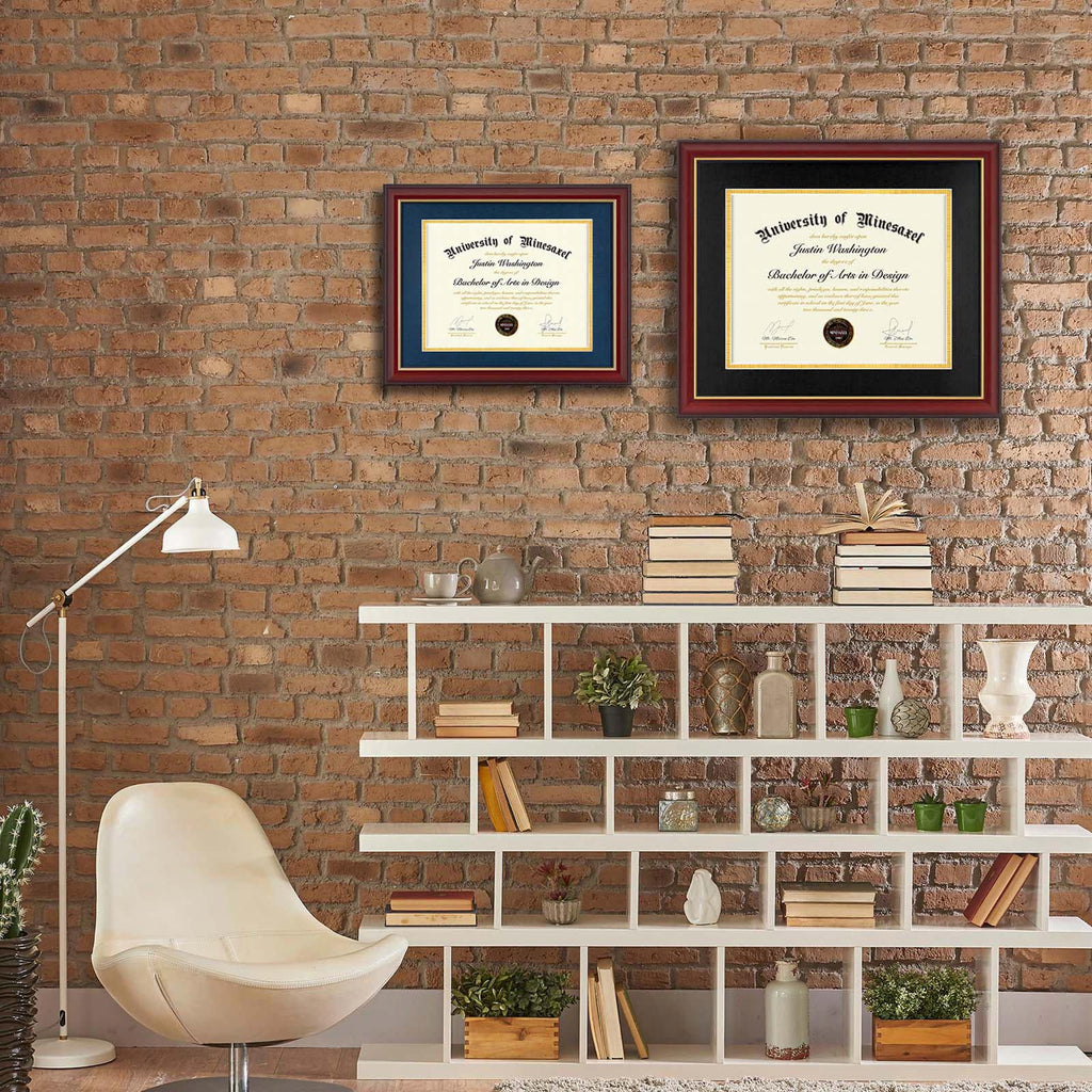 Minesaxel Diploma Frame 14X17 With Black Mat Fits Document, Certificate Or 16X20 Picture Without Mat, 17X14 Cherry Red Frame For