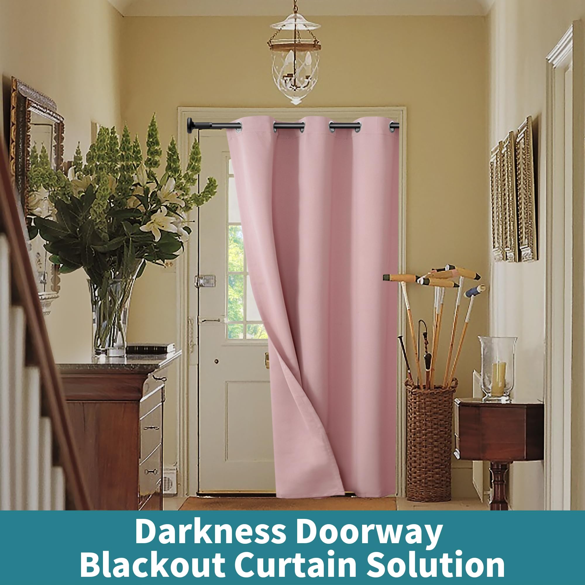Bgment Pink Door Curtain 80 Inch Length For Doorway, Bedroom Closet Curtain, Privacy Thermal Insulated Blackout Grommet Room Divider For Room Separation, 1 Panel, 34 Inch Wide