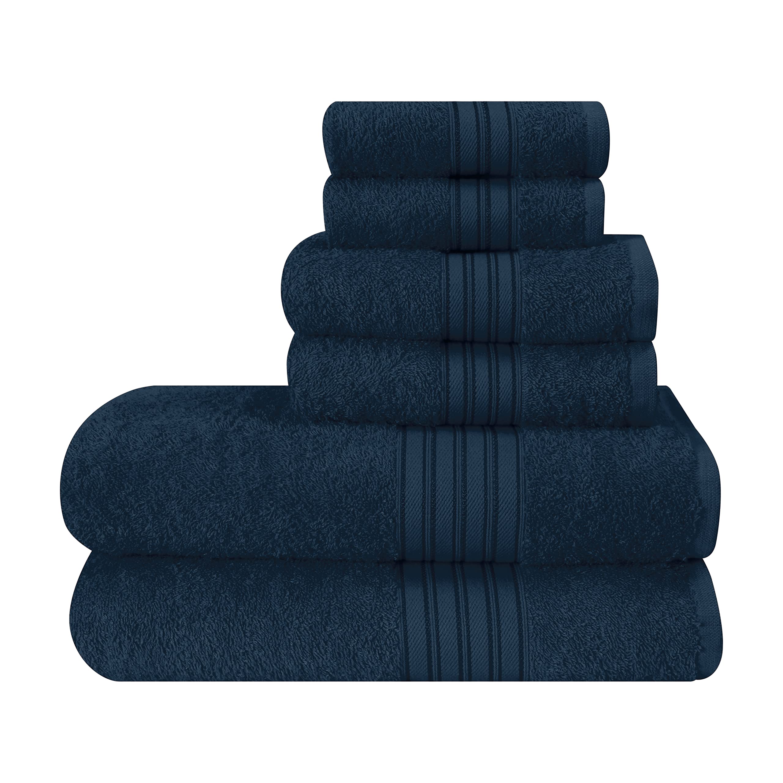 BOUTIQUO 6 Pack Cotton Towel Set, Contains 2 Bath Towels 28x55 inch, 2 Hand Towels 16x24 inch & 2 Wash Coths 12x12 inch, Ideal E