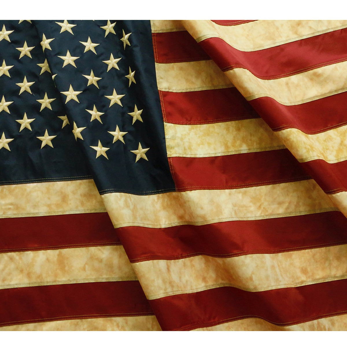 Anley Vintage Style Tea Stained American Us Flag 3X5 Foot Nylon - Embroidered Stars And Sewn Stripes - 4 Rows Of Lock Stitching