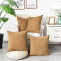 Calitime Pack Of 4 Cozy Throw Pillow Covers Cases For Couch Sofa Home Decoration Solid Dyed Soft Chenille 18 X 18 Inches Apricot