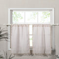 Roomtalks Boho Kitchen Curtains 36 Inch Length French Striped Farmhouse Vintage Chic Textured Tassel Short Cafe Curtains For Sma