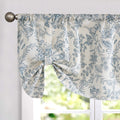 Lazzzy Blue Floral Tie Up Valance Curtain Linen Farmhouse Valance for Kitchen Living Room Bathroom Bedroom Country Valances Wind