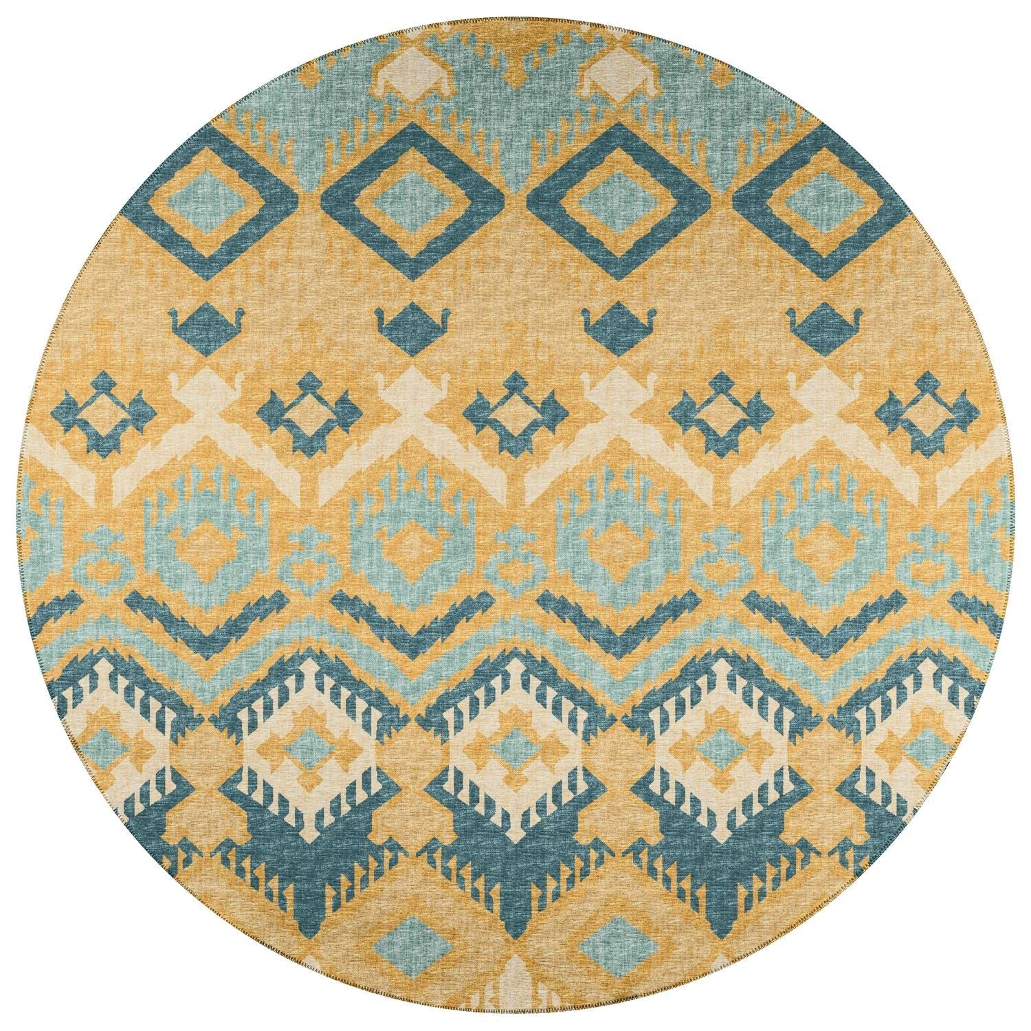 Sedona Sn2 Yellow Bohemian Rug Round 4' X 4'