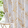 Fmfunctex White Branch Curtains 54' Gold White Tree Blackout Curtains For Basement Small Windows Energy Saving Thermal Curtain