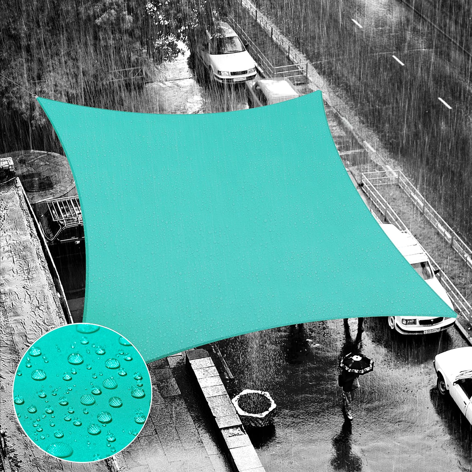 Shademart 11 ' X 18 ' Turquoise Waterproof Shade Sail Sun Shade Sail Rectangle Custom Size Water Resistant Canopy Awning Shelter