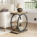 LITTLE TREE 3-Tier End Table, Side Table with Storage Shelves, Small Sofa Side Table for Living Room, Wooden Side End Table with