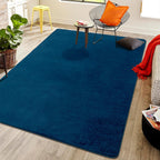 Softlife Navy Blue Area Rugs, 4x6 Washable Bedroom Rug Living Room Rug, Soft Fluffy Fuzzy Carpet Bedside Rug Indoor Non-Slip Rug