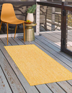 Unique Loom Collection Casual Transitional Solid Heathered Indoor/Outdoor Flatweave Area Rug (2' X 8' Runner, Corn Harvest Yello