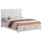 Coaster Home Furnishings Brantford Farmhouse Wood Eastern King Size Storage Panel Bed Frame Platform Bed 49-inch Headboard Coastal White 207050KE