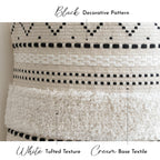 Blissblush Decorative Lumbar Throw Pillow Cover 12X20 Rectangular Boho Accent Pillowcase Black Neutral White Farmhouse Cushion F