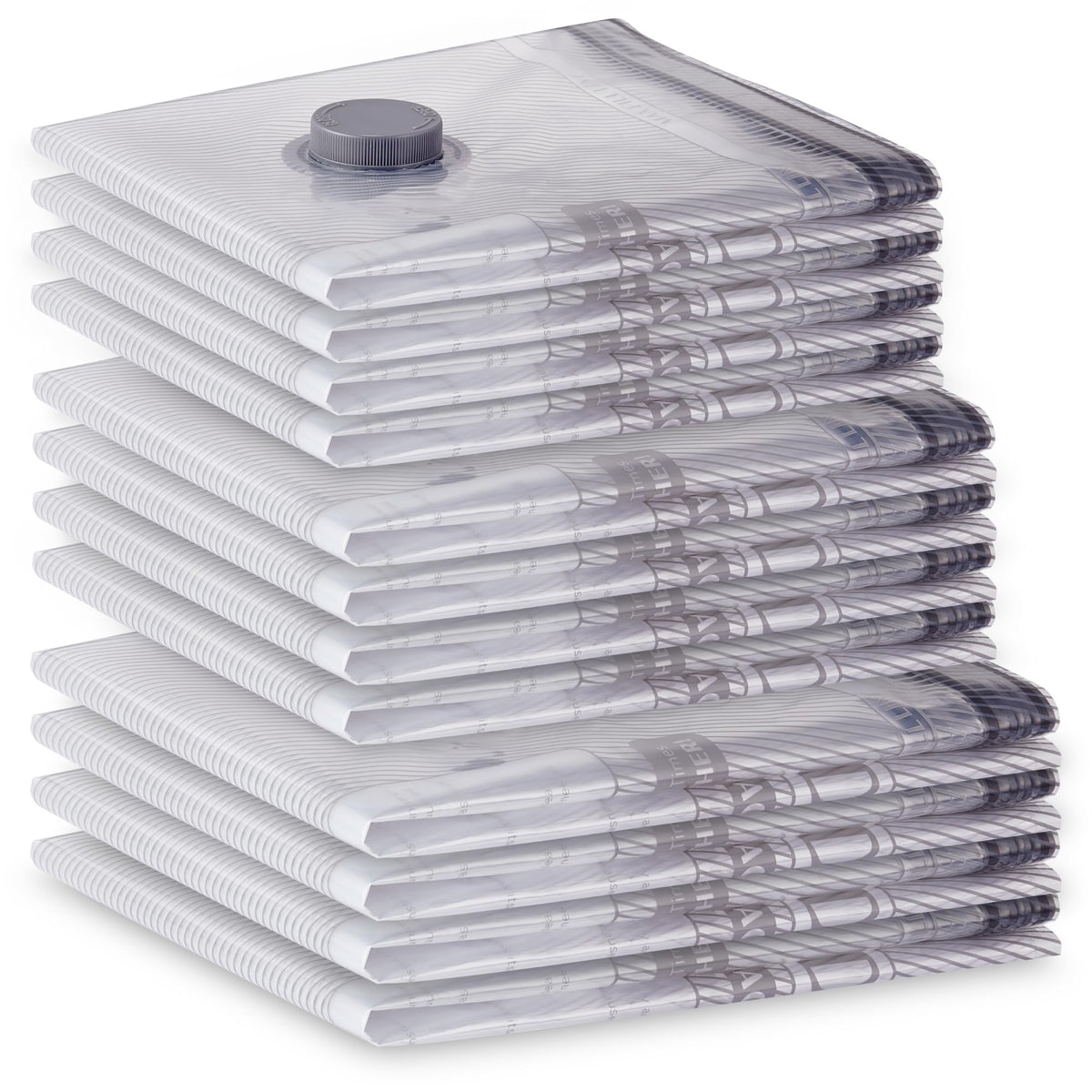 Vacbird 12 Pack Travel Vacuum Storage Bags  Pump Not Included, Vacuum Seal Bags for Clothing, Compression Packing for Clothes L