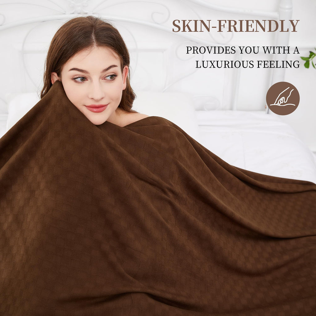 Amyhomie Cooling Blanket Queen Size, 100% Rayon Derived From Bamboo, Cool Summer Blanket For Hot Sleepers Soft Comfy Lightweight