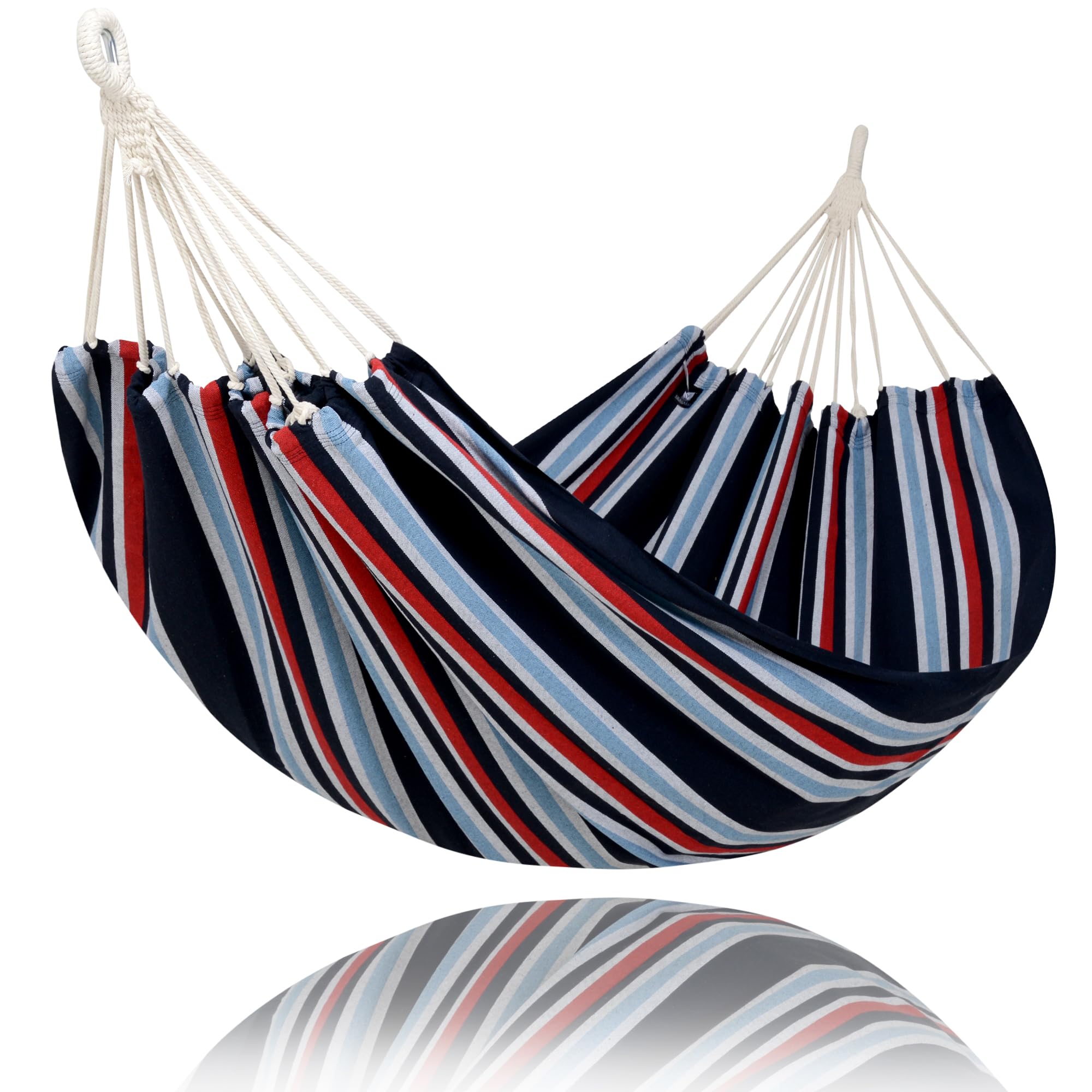 SUNCREAT Hammocks Outdoor Camping Double Hammock, Extra Large 2 Person Hammock for Camping, Navy & Red