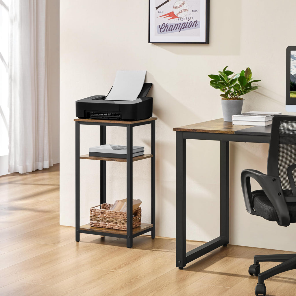 Yaheetech 30 Tall End Table, Rustic Brown 3-Tier Side Table with Wooden Shelves & Metal Frame for Small Spaces, 16D x 12W x 29.