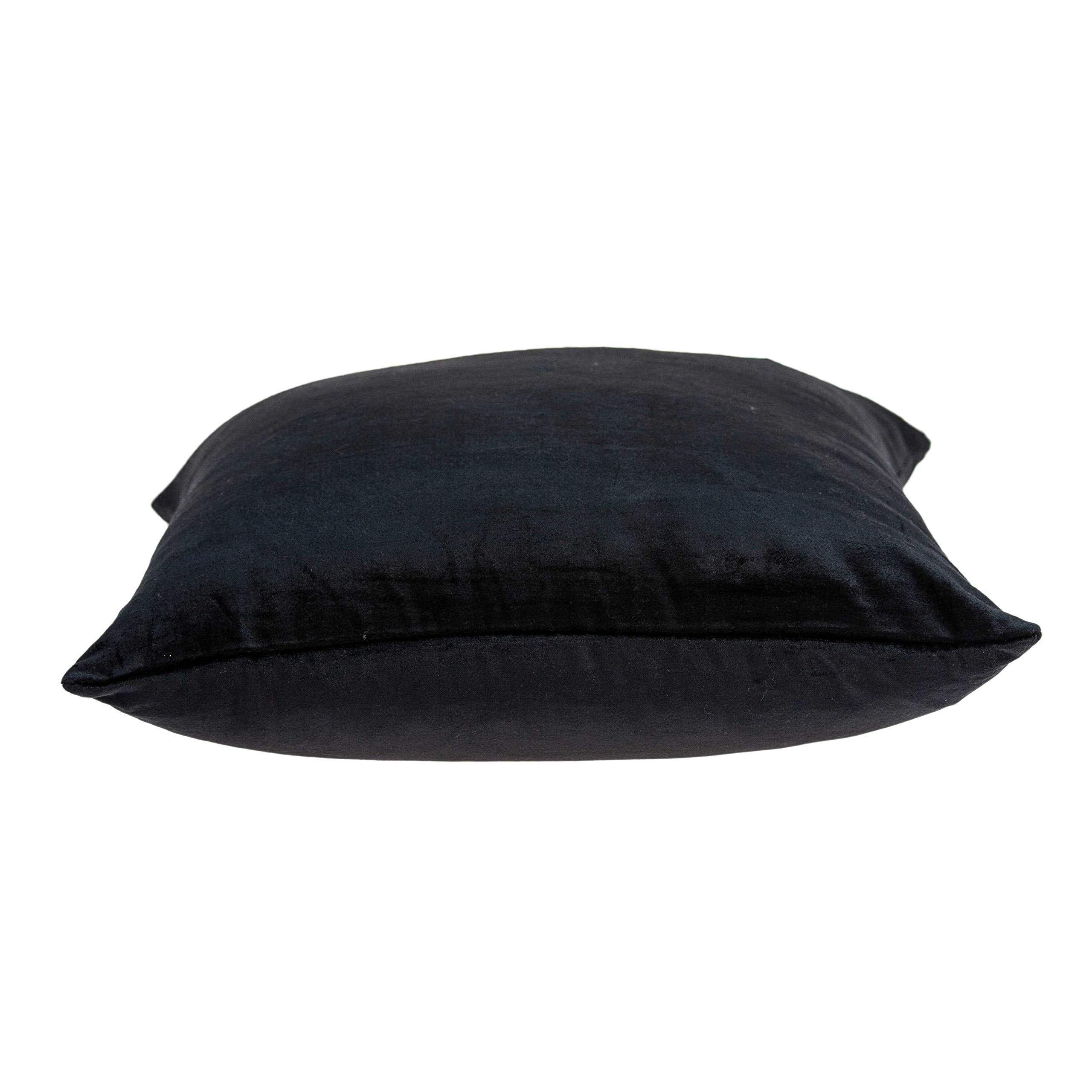 HomeRoots 50% Cotton, 50% Viscose Parkland Collection Spano Transitional Black Solid Pillow Cover with Poly Insert