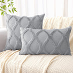 Decoruhome Throw Pillow Covers 22X22 Inch Set Of 2, Soft Plush Faux Fur Wool Grey Couch Pillow Covers, Decorative Pillow Cases For Bed Sofa Living Room Home Decor