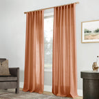 Panelsburg Rust Curtains 96 Inches Long For Bedroom,Terracotta Boho Rustic Farmhouse Semi Sheer Linen Fall Curtains For Living R