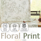 jinchan Floral Linen Blend Curtains Sage Green 50" x 54" (2 Panels)