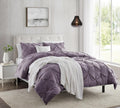 Nestl Twin Duvet Cover Set Pintuck - Double Brushed Grayish Purple Duvet Cover Twin 2 Piece With Button Closure, 1 Pinch Pleated