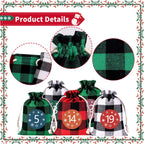 24 Pcs Christmas Advent Calendar Bags, Christmas Advent Calendar Burlap Bags, Hanging Candy Gift Bags With Drawstring, 24 Days C