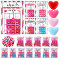 JolliLudo 24 Sets Valentines Day Tic Tac Toe Game Keychains with Inspirational Cards and Heart Beads Galentine Party Favors for 