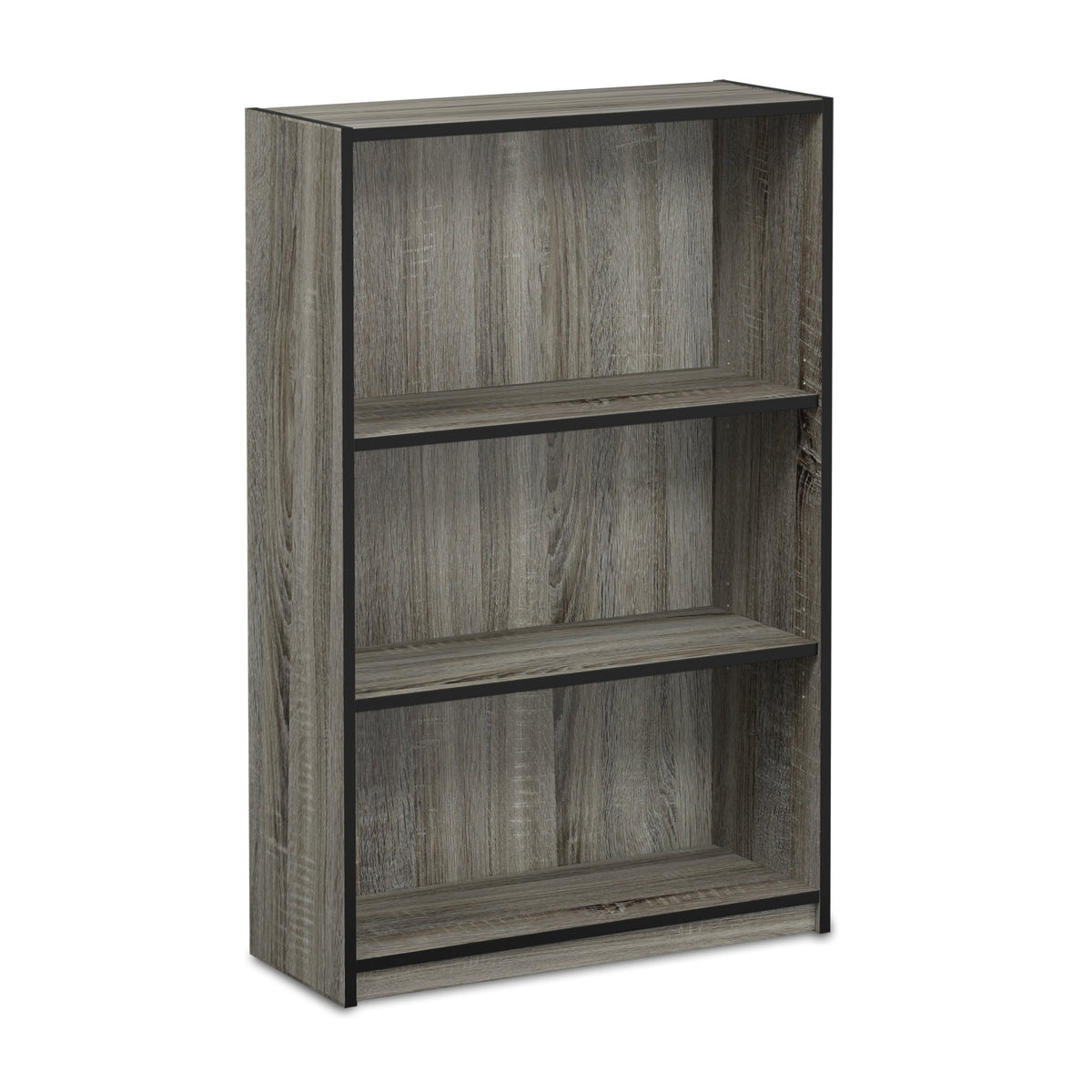 Furinno Jaya Simple Home 3-Tier Adjustable Shelf Bookcase, French Oak Grey