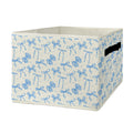 Yorhifa Blue Bow Girls Storage Bins with Handles, Preppy Coquette Blue Bow Collapsible Laundry Basket Organizer for Girly Room B