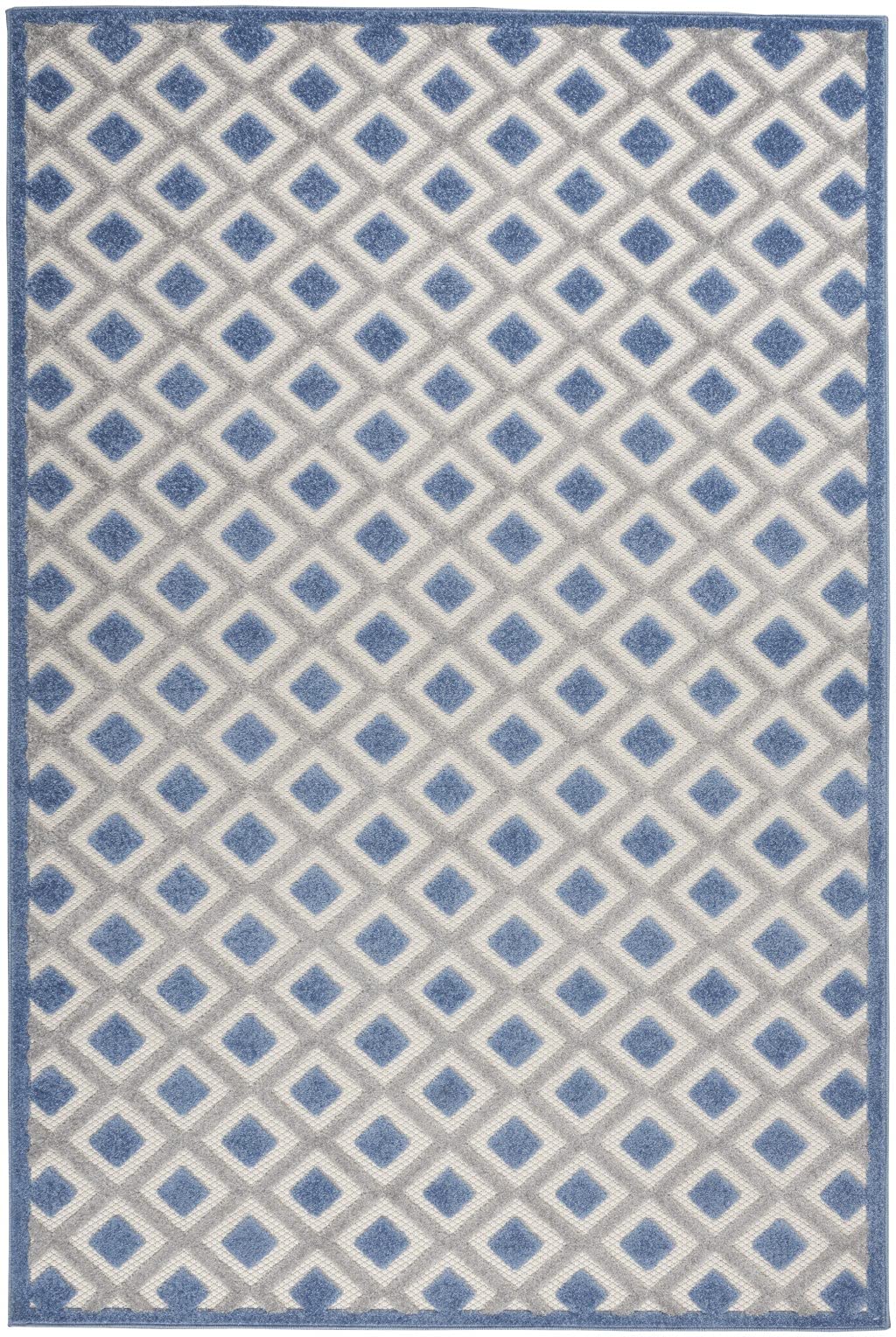 HomeRoots Blue/Grey 100% Polypropylene 6’ x 9’ Blue and Gray Indoor Outdoor Area Rug